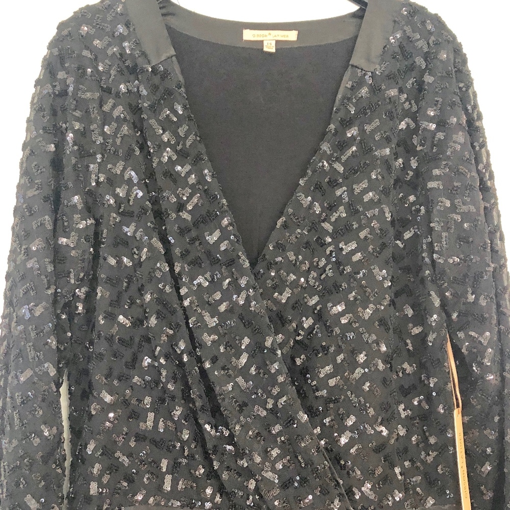 Black Beaded Tuxedo Jumpsuit (NWT)